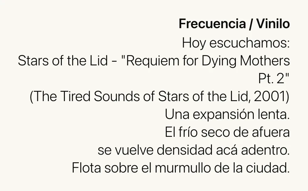 Placa del Diario Sensorial: Stars of the Lid, Requiem for Dying Mothers Pt. 2.